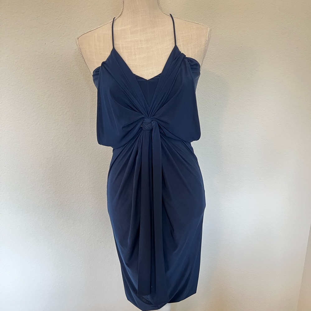 Misa los angeles domino tie front mini dress Navy size XS